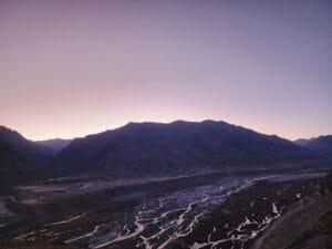 The river below reflected the last light of the day